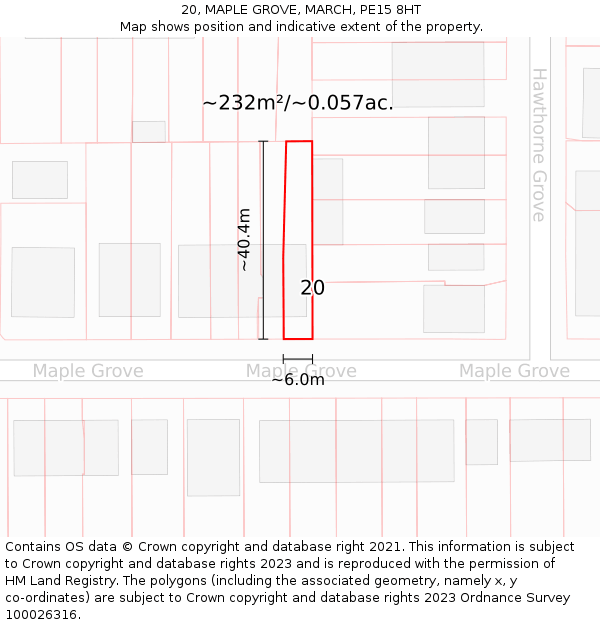 20, MAPLE GROVE, MARCH, PE15 8HT: Plot and title map