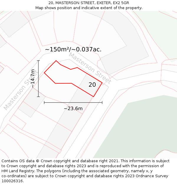 20, MASTERSON STREET, EXETER, EX2 5GR: Plot and title map