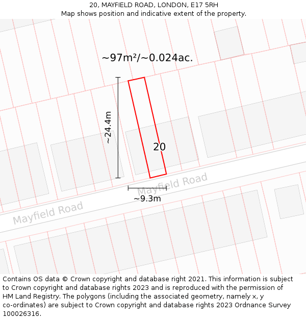 20, MAYFIELD ROAD, LONDON, E17 5RH: Plot and title map