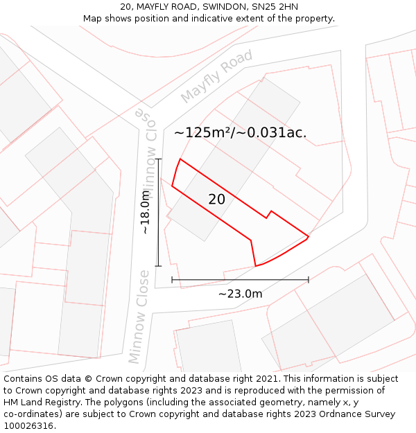 20, MAYFLY ROAD, SWINDON, SN25 2HN: Plot and title map