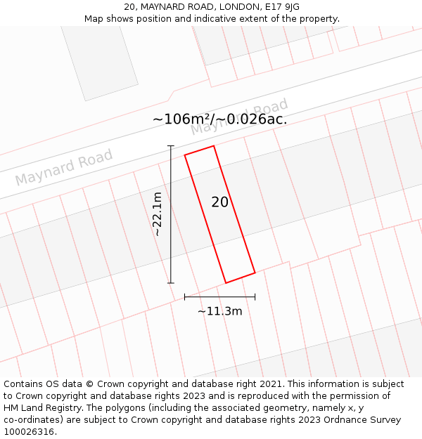 20, MAYNARD ROAD, LONDON, E17 9JG: Plot and title map
