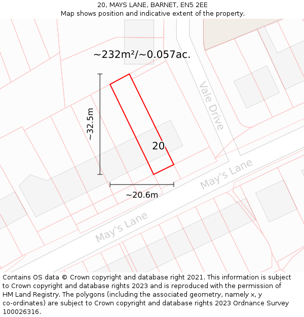 20, MAYS LANE, BARNET, EN5 2EE: Plot and title map