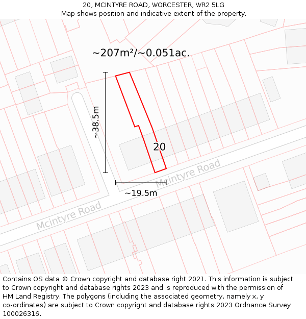 20, MCINTYRE ROAD, WORCESTER, WR2 5LG: Plot and title map