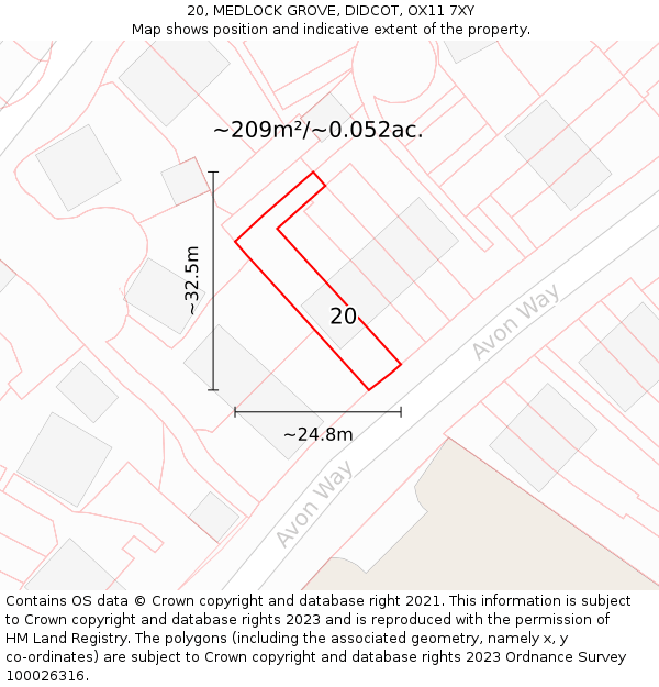 20, MEDLOCK GROVE, DIDCOT, OX11 7XY: Plot and title map