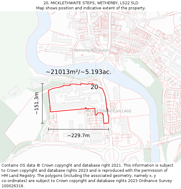 20, MICKLETHWAITE STEPS, WETHERBY, LS22 5LD: Plot and title map