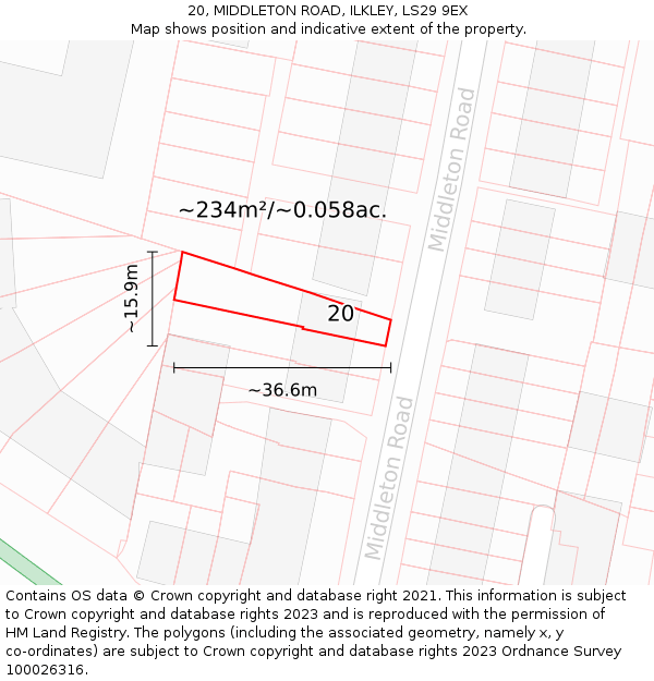 20, MIDDLETON ROAD, ILKLEY, LS29 9EX: Plot and title map