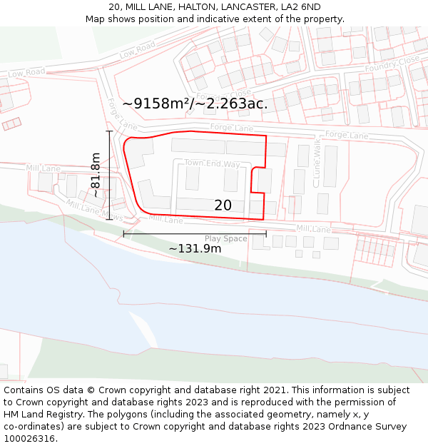 20, MILL LANE, HALTON, LANCASTER, LA2 6ND: Plot and title map