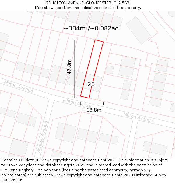 20, MILTON AVENUE, GLOUCESTER, GL2 5AR: Plot and title map