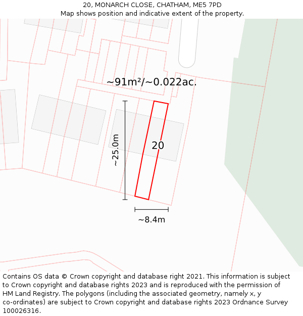20, MONARCH CLOSE, CHATHAM, ME5 7PD: Plot and title map