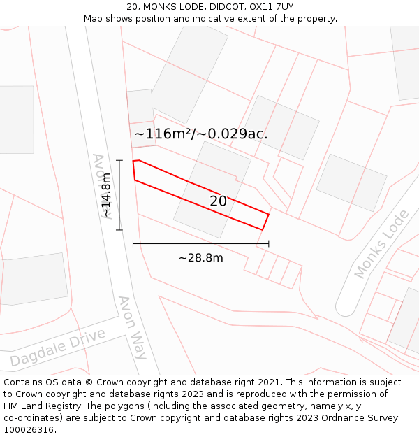 20, MONKS LODE, DIDCOT, OX11 7UY: Plot and title map