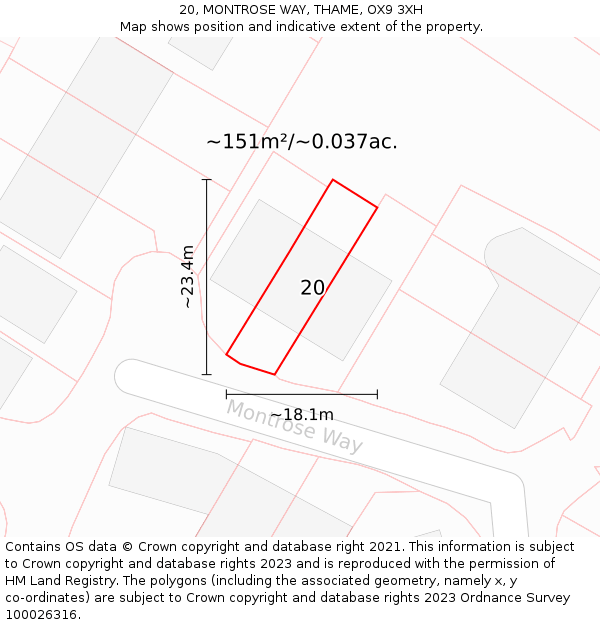 20, MONTROSE WAY, THAME, OX9 3XH: Plot and title map