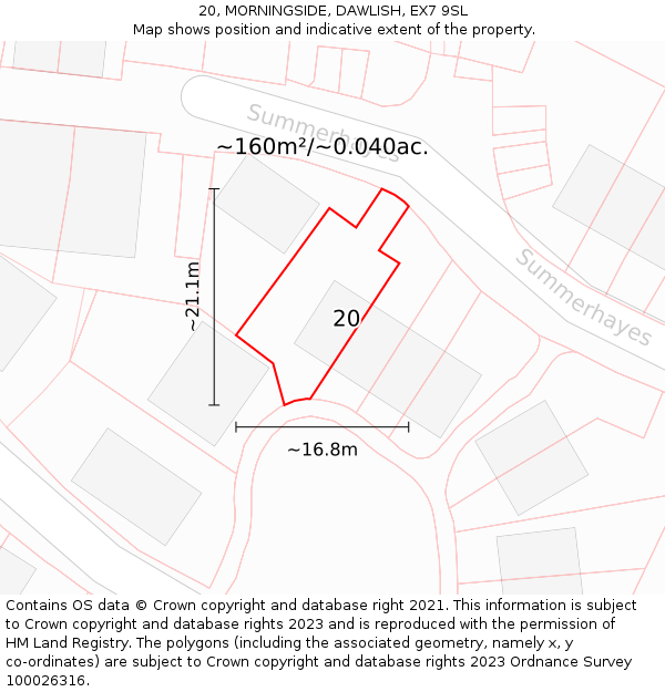 20, MORNINGSIDE, DAWLISH, EX7 9SL: Plot and title map