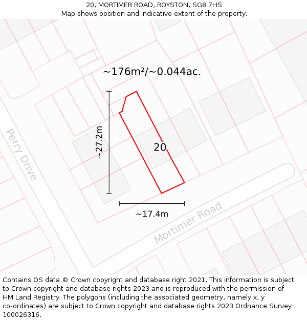 20, MORTIMER ROAD, ROYSTON, SG8 7HS: Plot and title map