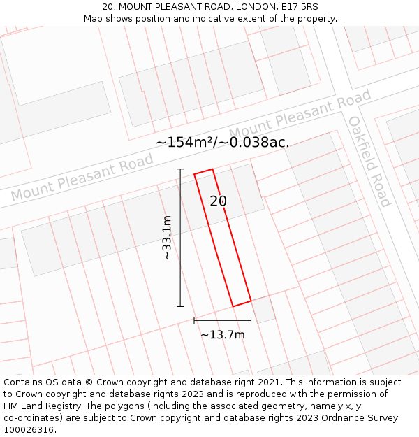 20, MOUNT PLEASANT ROAD, LONDON, E17 5RS: Plot and title map