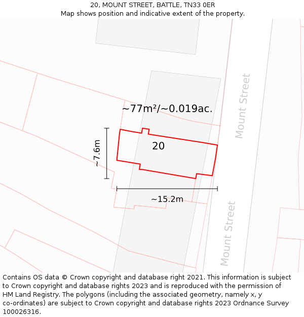 20, MOUNT STREET, BATTLE, TN33 0ER: Plot and title map