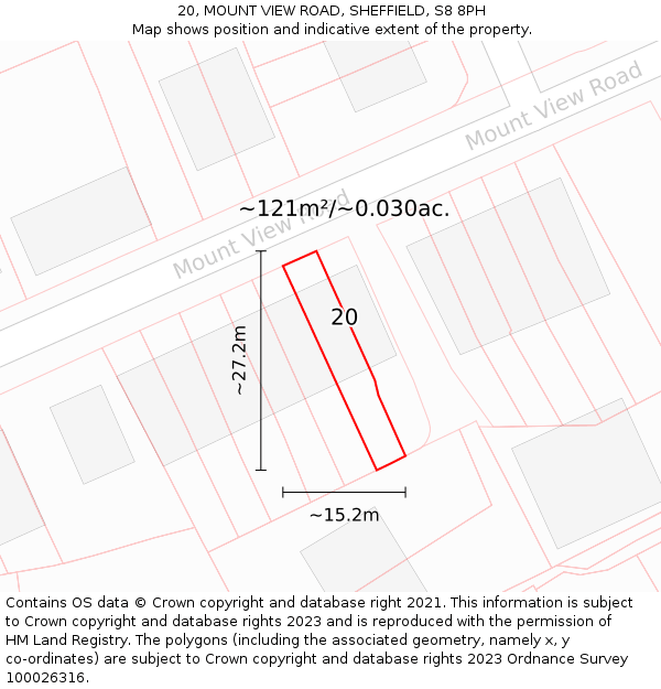 20, MOUNT VIEW ROAD, SHEFFIELD, S8 8PH: Plot and title map