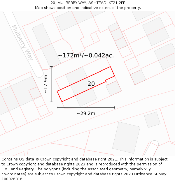 20, MULBERRY WAY, ASHTEAD, KT21 2FE: Plot and title map