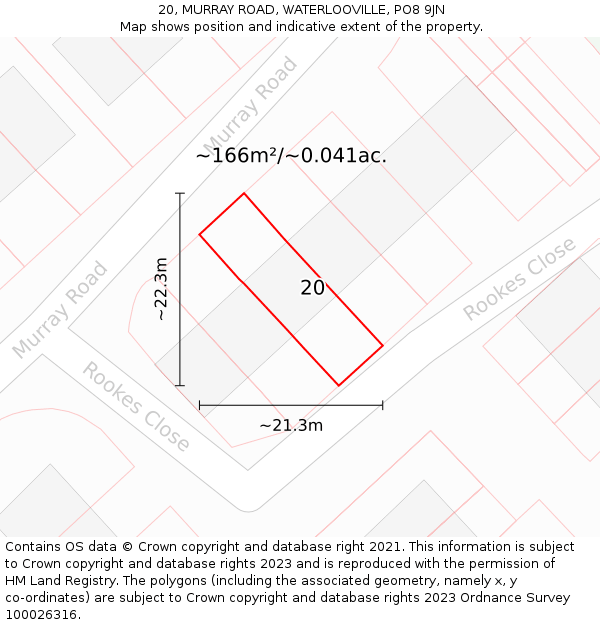 20, MURRAY ROAD, WATERLOOVILLE, PO8 9JN: Plot and title map