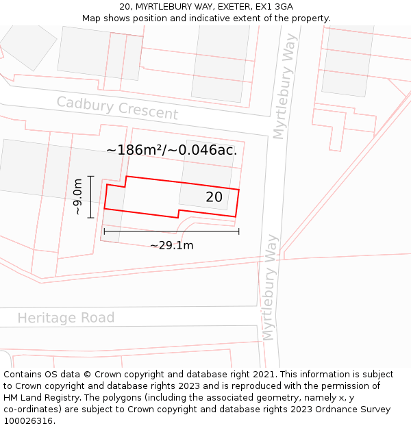20, MYRTLEBURY WAY, EXETER, EX1 3GA: Plot and title map