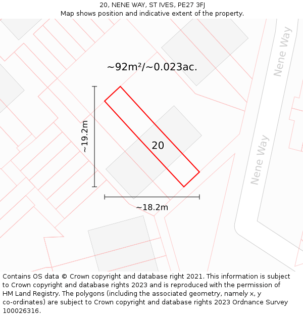 20, NENE WAY, ST IVES, PE27 3FJ: Plot and title map