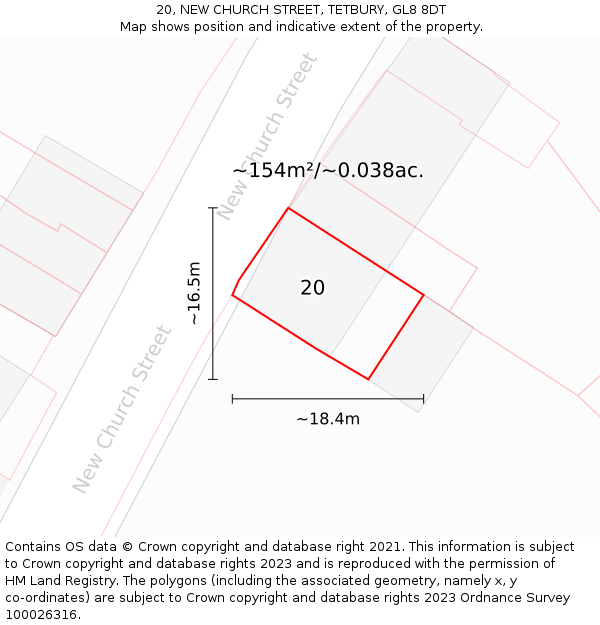 20, NEW CHURCH STREET, TETBURY, GL8 8DT: Plot and title map