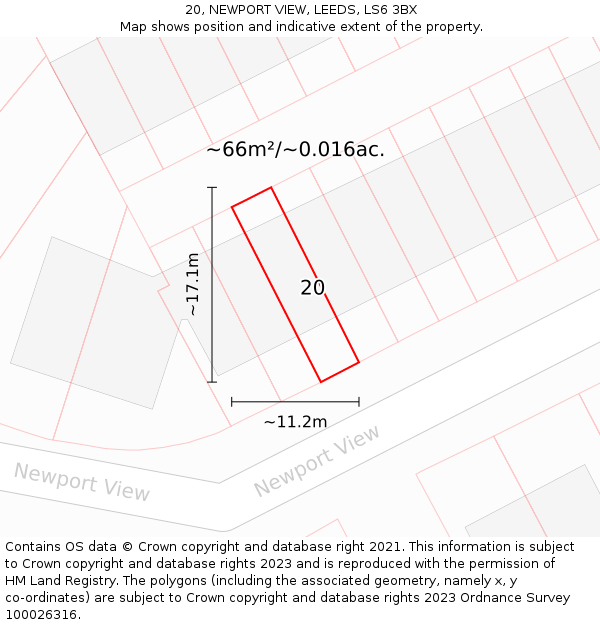 20, NEWPORT VIEW, LEEDS, LS6 3BX: Plot and title map