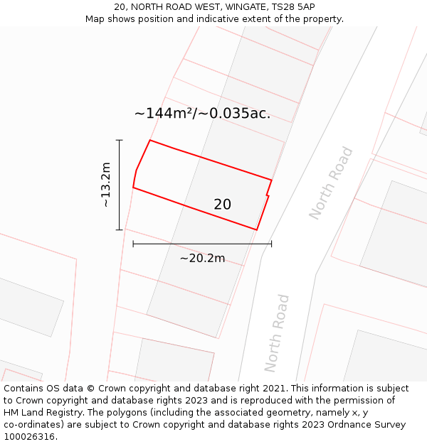 20, NORTH ROAD WEST, WINGATE, TS28 5AP: Plot and title map