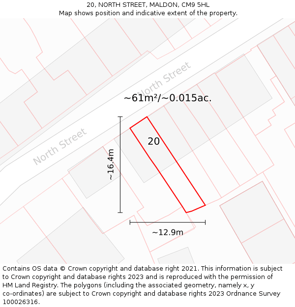 20, NORTH STREET, MALDON, CM9 5HL: Plot and title map