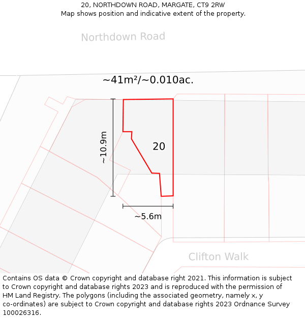 20, NORTHDOWN ROAD, MARGATE, CT9 2RW: Plot and title map