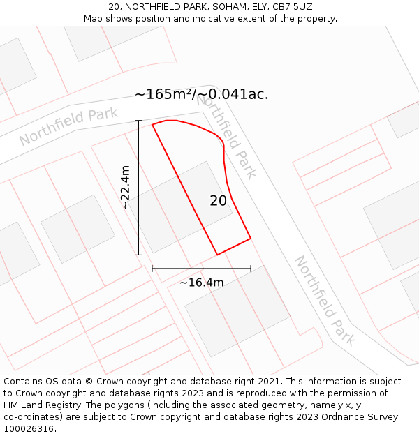 20, NORTHFIELD PARK, SOHAM, ELY, CB7 5UZ: Plot and title map