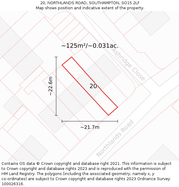 20, NORTHLANDS ROAD, SOUTHAMPTON, SO15 2LF: Plot and title map