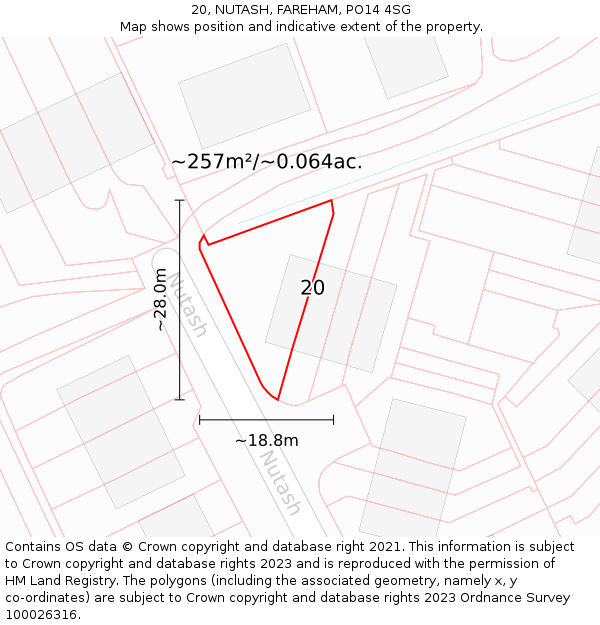 20, NUTASH, FAREHAM, PO14 4SG: Plot and title map