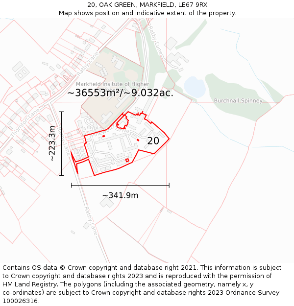 20, OAK GREEN, MARKFIELD, LE67 9RX: Plot and title map