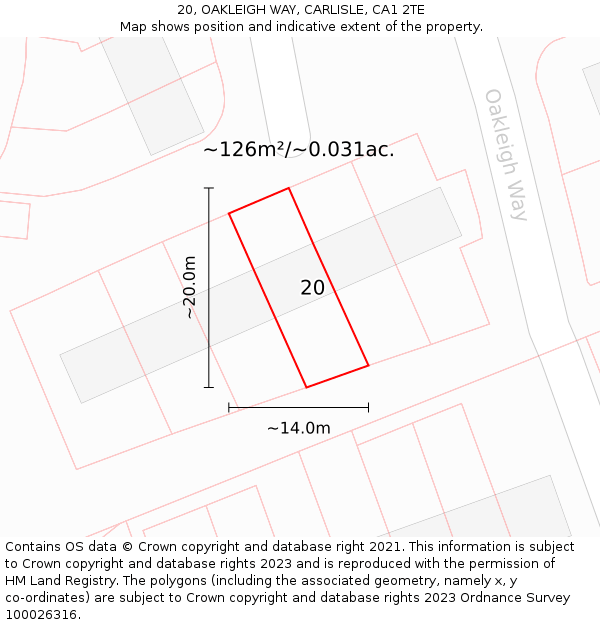 20, OAKLEIGH WAY, CARLISLE, CA1 2TE: Plot and title map