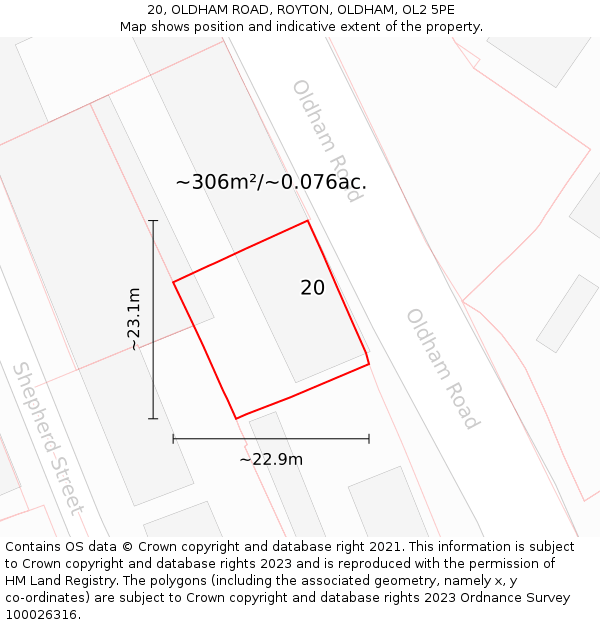 20, OLDHAM ROAD, ROYTON, OLDHAM, OL2 5PE: Plot and title map