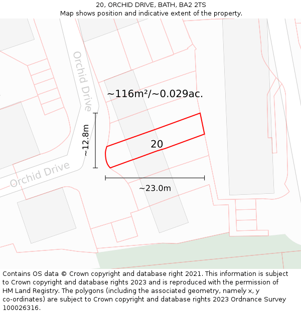 20, ORCHID DRIVE, BATH, BA2 2TS: Plot and title map