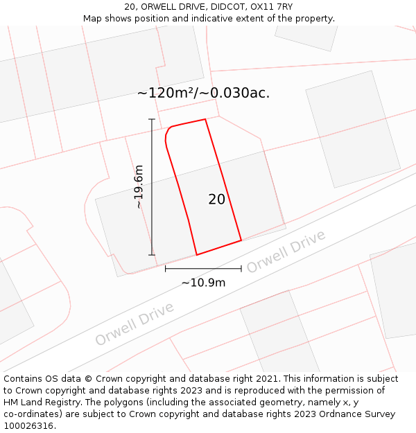 20, ORWELL DRIVE, DIDCOT, OX11 7RY: Plot and title map