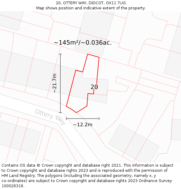 20, OTTERY WAY, DIDCOT, OX11 7UG: Plot and title map