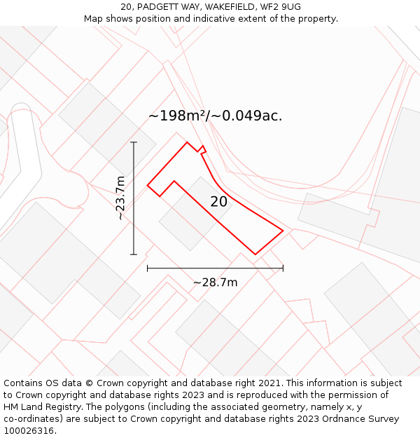 20, PADGETT WAY, WAKEFIELD, WF2 9UG: Plot and title map