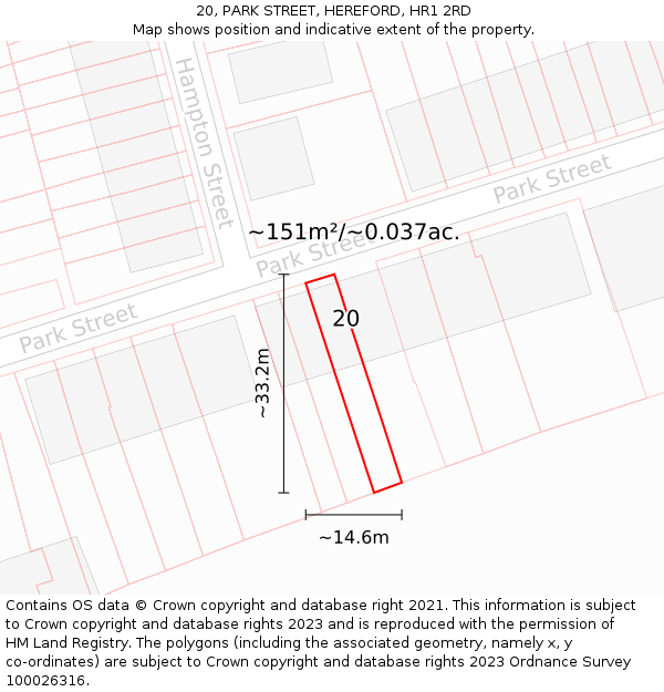 20, PARK STREET, HEREFORD, HR1 2RD: Plot and title map