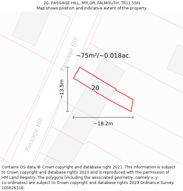 20, PASSAGE HILL, MYLOR, FALMOUTH, TR11 5SN: Plot and title map