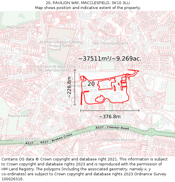 20, PAVILION WAY, MACCLESFIELD, SK10 3LU: Plot and title map