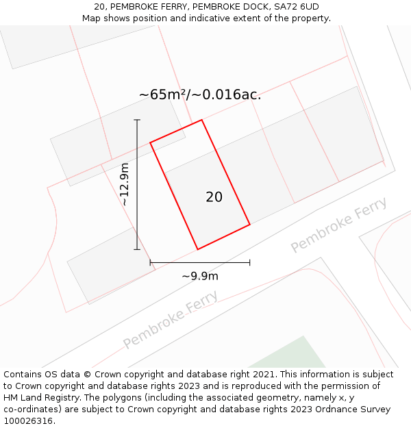 20, PEMBROKE FERRY, PEMBROKE DOCK, SA72 6UD: Plot and title map