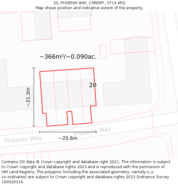 20, PHOENIX WAY, CARDIFF, CF14 4PQ: Plot and title map
