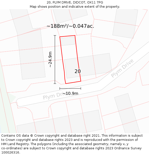 20, PLYM DRIVE, DIDCOT, OX11 7PG: Plot and title map