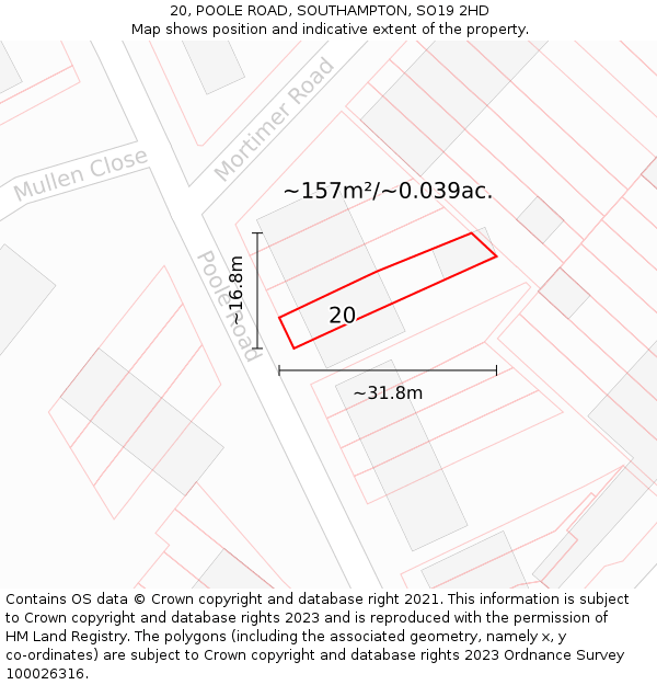 20, POOLE ROAD, SOUTHAMPTON, SO19 2HD: Plot and title map