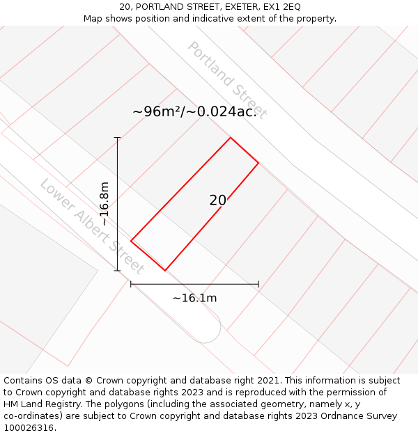 20, PORTLAND STREET, EXETER, EX1 2EQ: Plot and title map