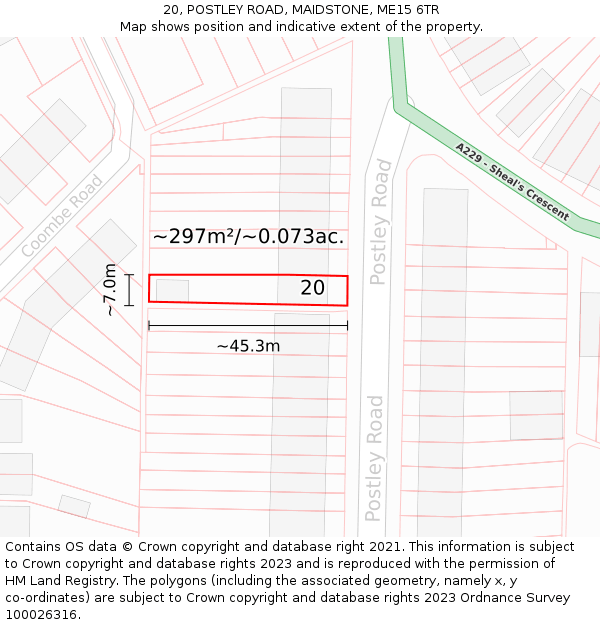 20, POSTLEY ROAD, MAIDSTONE, ME15 6TR: Plot and title map