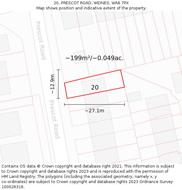 20, PRESCOT ROAD, WIDNES, WA8 7PX: Plot and title map