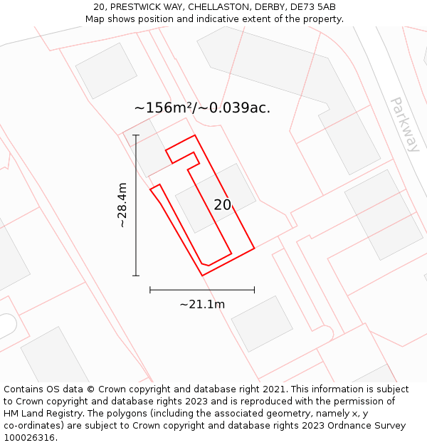 20, PRESTWICK WAY, CHELLASTON, DERBY, DE73 5AB: Plot and title map